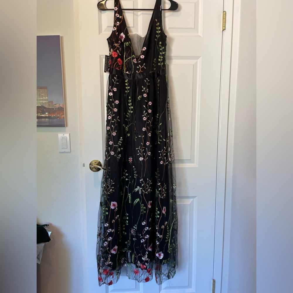 Floral net maxi dress, never worn.